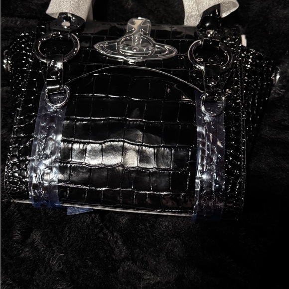 Vivienne Westwood Black Croc-Embossed small bag - Picture 8 of 9